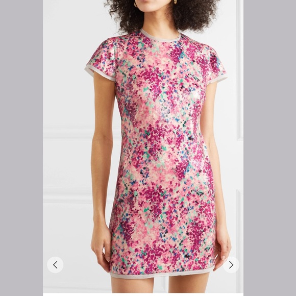 RACHEL ZOE “Lili” Pink Sequin Chiffon-trimmed Crepe Mini Dress - Picture 3 of 12